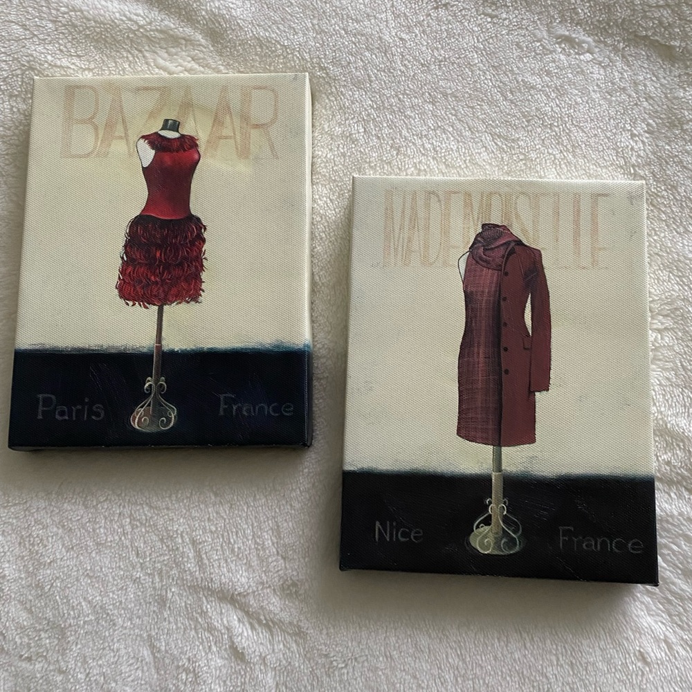 Parisian Look Canvas Red Dress Paintings Ready to hang 8” x 6”